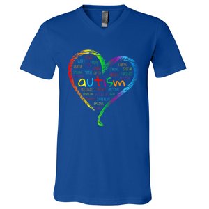 Autism Heart Autism Awareness proud Autism Mom Gifts Family V-Neck T-Shirt