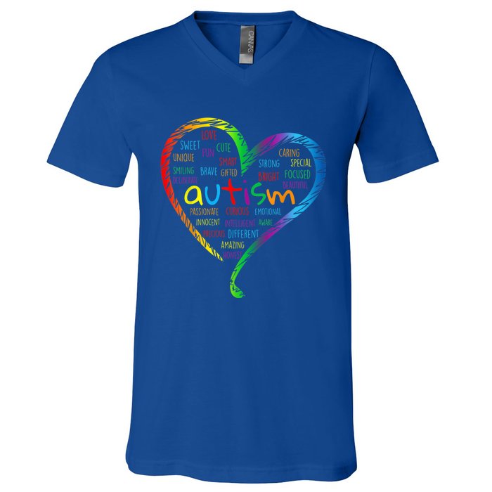 Autism Heart Autism Awareness proud Autism Mom Gifts Family V-Neck T-Shirt