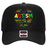 Autism Heart Autism Awareness Proud Autism Mom Family High Crown Mesh Back Trucker Hat