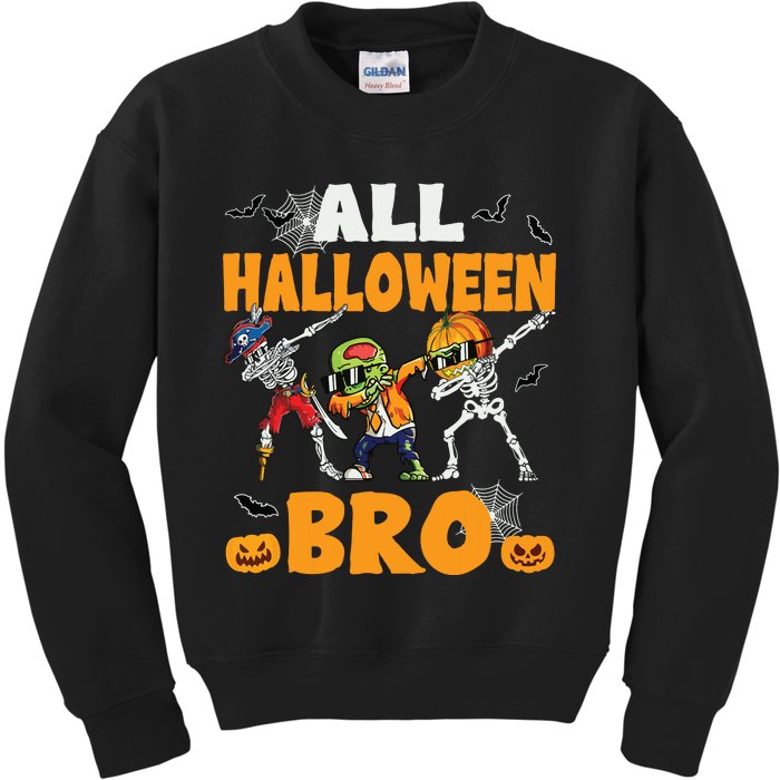 All Halloween Bro Dabbing Skeleton Jack O Lantern Kids Sweatshirt