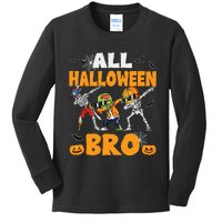 All Halloween Bro Dabbing Skeleton Jack O Lantern Kids Long Sleeve Shirt