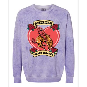 American Heart Breaker Western Valentine Howdy Cow Retro Gift Colorblast Crewneck Sweatshirt