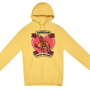 American Heart Breaker Western Valentine Howdy Cow Retro Gift Premium Pullover Hoodie