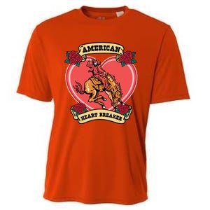 American Heart Breaker Western Valentine Howdy Cow Retro Gift Cooling Performance Crew T-Shirt