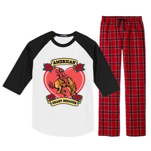 American Heart Breaker Western Valentine Howdy Cow Retro Gift Raglan Sleeve Pajama Set