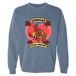 American Heart Breaker Western Valentine Howdy Cow Retro Gift Garment-Dyed Sweatshirt