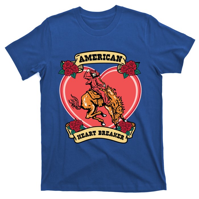 American Heart Breaker Western Valentine Howdy Cow Retro Gift T-Shirt