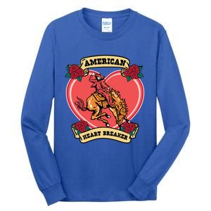 American Heart Breaker Western Valentine Howdy Cow Retro Gift Tall Long Sleeve T-Shirt