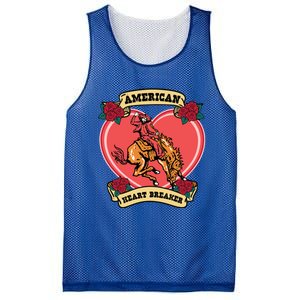 American Heart Breaker Western Valentine Howdy Cow Retro Gift Mesh Reversible Basketball Jersey Tank