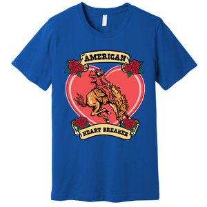 American Heart Breaker Western Valentine Howdy Cow Retro Gift Premium T-Shirt