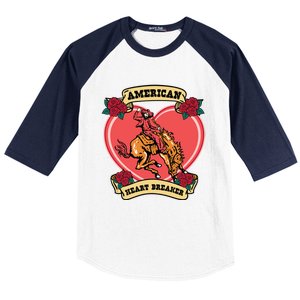 American Heart Breaker Western Valentine Howdy Cow Retro Gift Baseball Sleeve Shirt