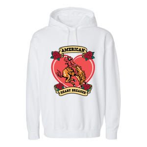 American Heart Breaker Western Valentine Howdy Cow Retro Gift Garment-Dyed Fleece Hoodie