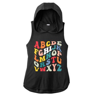 Alphabet Hi Back To School Abc Pre K Kindergarten Teacher Ladies PosiCharge Tri-Blend Wicking Draft Hoodie Tank