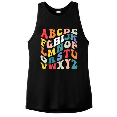 Alphabet Hi Back To School Abc Pre K Kindergarten Teacher Ladies PosiCharge Tri-Blend Wicking Tank