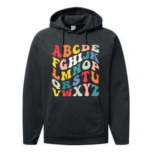 Alphabet Hi Back To School Abc Pre K Kindergarten Teacher Performance Fleece Hoodie