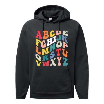 Alphabet Hi Back To School Abc Pre K Kindergarten Teacher Performance Fleece Hoodie