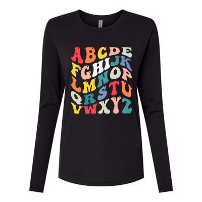 Alphabet Hi Back To School Abc Pre K Kindergarten Teacher Womens Cotton Relaxed Long Sleeve T-Shirt