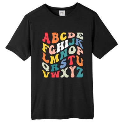 Alphabet Hi Back To School Abc Pre K Kindergarten Teacher Tall Fusion ChromaSoft Performance T-Shirt