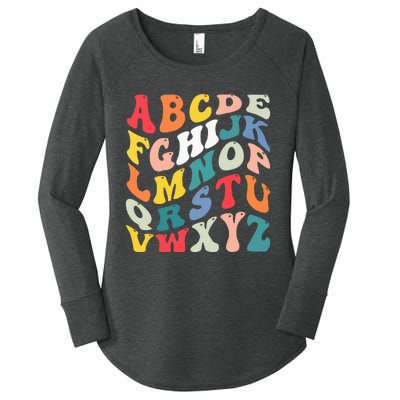 Alphabet Hi Back To School Abc Pre K Kindergarten Teacher Women's Perfect Tri Tunic Long Sleeve Shirt