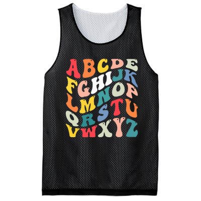 Alphabet Hi Back To School Abc Pre K Kindergarten Teacher Mesh Reversible Basketball Jersey Tank