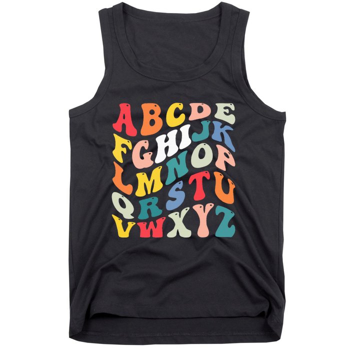 Alphabet Hi Back To School Abc Pre K Kindergarten Teacher Tank Top