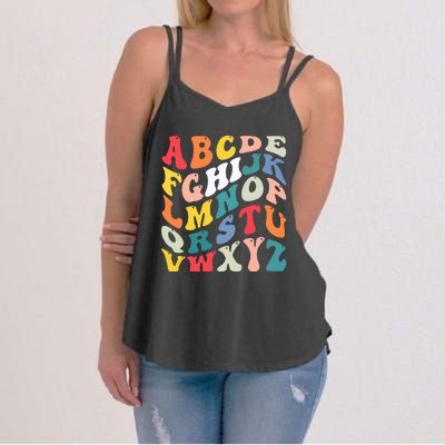 Alphabet Hi Back To School Abc Pre K Kindergarten Teacher Women's Strappy Tank