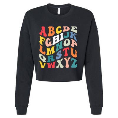 Alphabet Hi Back To School Abc Pre K Kindergarten Teacher Cropped Pullover Crew