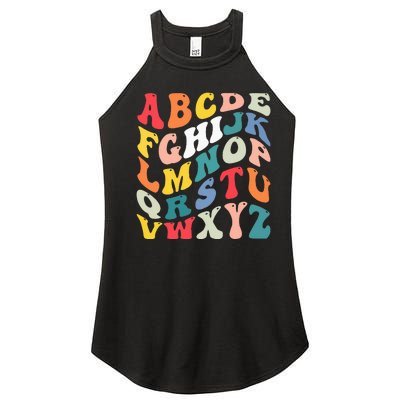 Alphabet Hi Back To School Abc Pre K Kindergarten Teacher Women's Perfect Tri Rocker Tank