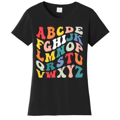 Alphabet Hi Back To School Abc Pre K Kindergarten Teacher Women's T-Shirt