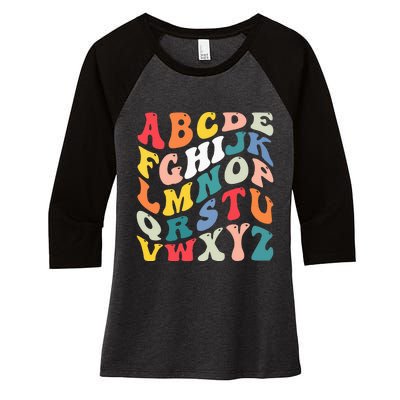 Alphabet Hi Back To School Abc Pre K Kindergarten Teacher Women's Tri-Blend 3/4-Sleeve Raglan Shirt