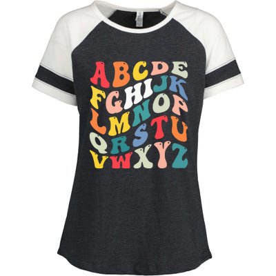 Alphabet Hi Back To School Abc Pre K Kindergarten Teacher Enza Ladies Jersey Colorblock Tee