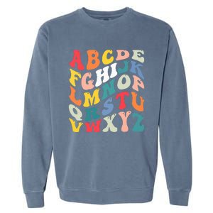 Alphabet Hi Back To School Abc Pre K Kindergarten Teacher Garment-Dyed Sweatshirt