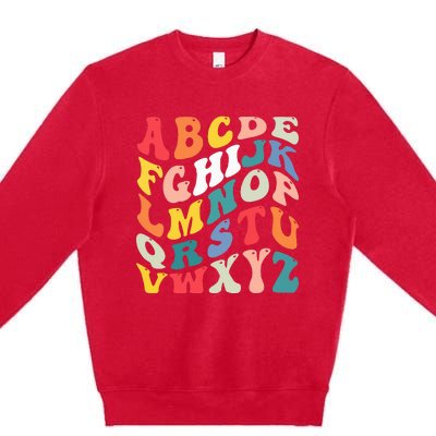 Alphabet Hi Back To School Abc Pre K Kindergarten Teacher Premium Crewneck Sweatshirt