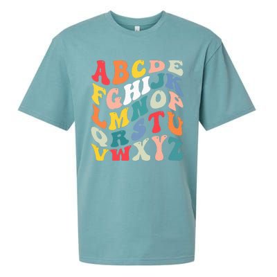 Alphabet Hi Back To School Abc Pre K Kindergarten Teacher Sueded Cloud Jersey T-Shirt