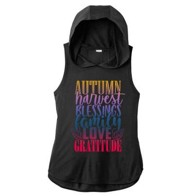 Autumn Harvest Blessing Family Love Gratitude Thankgiving Meaningful Gift Ladies PosiCharge Tri-Blend Wicking Draft Hoodie Tank