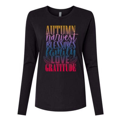 Autumn Harvest Blessing Family Love Gratitude Thankgiving Meaningful Gift Womens Cotton Relaxed Long Sleeve T-Shirt