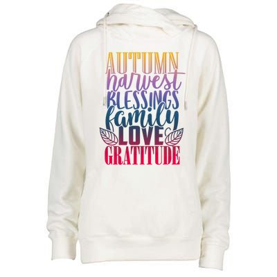 Autumn Harvest Blessing Family Love Gratitude Thankgiving Meaningful Gift Womens Funnel Neck Pullover Hood