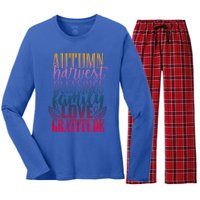 Autumn Harvest Blessing Family Love Gratitude Thankgiving Meaningful Gift Women's Long Sleeve Flannel Pajama Set 