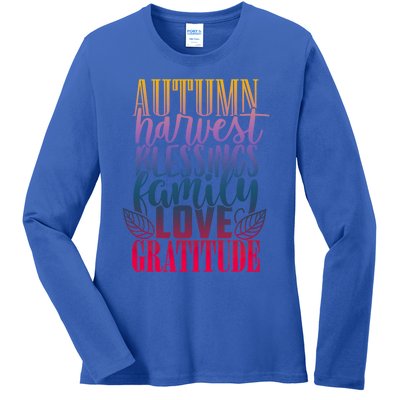 Autumn Harvest Blessing Family Love Gratitude Thankgiving Meaningful Gift Ladies Long Sleeve Shirt