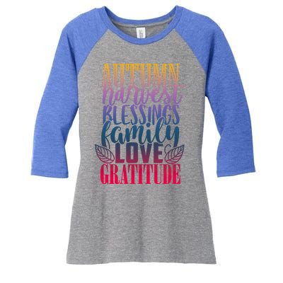 Autumn Harvest Blessing Family Love Gratitude Thankgiving Meaningful Gift Women's Tri-Blend 3/4-Sleeve Raglan Shirt