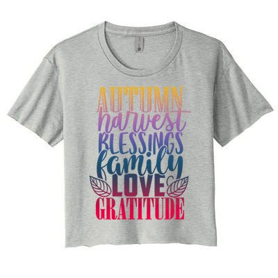 Autumn Harvest Blessing Family Love Gratitude Thankgiving Meaningful Gift Women's Crop Top Tee