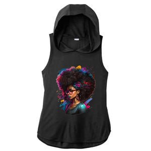 Afro Hair Beauty Fashion Funny History Month Ladies PosiCharge Tri-Blend Wicking Draft Hoodie Tank