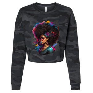 Afro Hair Beauty Fashion Funny History Month Cropped Pullover Crew