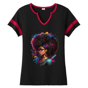 Afro Hair Beauty Fashion Funny History Month Ladies Halftime Notch Neck Tee