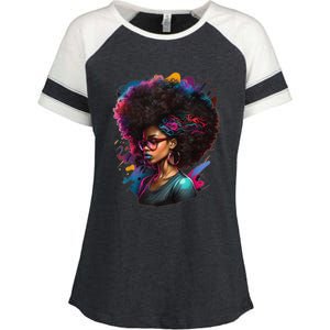 Afro Hair Beauty Fashion Funny History Month Enza Ladies Jersey Colorblock Tee