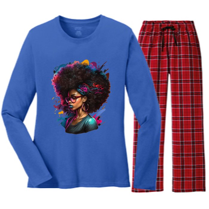 Afro Hair Beauty Fashion Funny History Month Women's Long Sleeve Flannel Pajama Set 