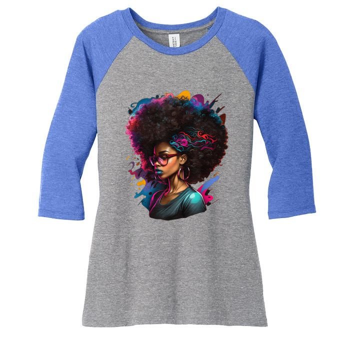 Afro Hair Beauty Fashion Funny History Month Women's Tri-Blend 3/4-Sleeve Raglan Shirt