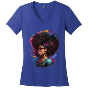 Afro Hair Beauty Fashion Funny History Month Women's V-Neck T-Shirt