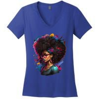 Afro Hair Beauty Fashion Funny History Month Women's V-Neck T-Shirt