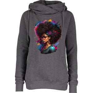 Afro Hair Beauty Fashion Funny History Month Womens Funnel Neck Pullover Hood